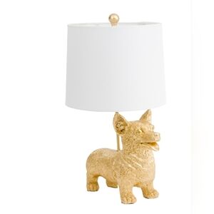 Crestview Collection Charming Gold Corgi  Dog Table 11x21  Lamp with White Shade